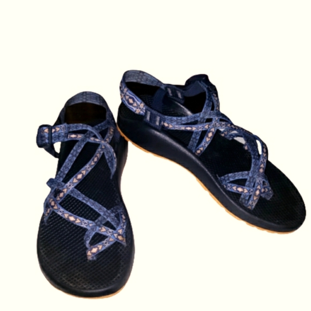 Chaco Brand ZX/2 Athletic Sandal with Peach/Blue Patterned Webbing